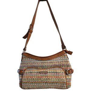 Women's Naturalizer Multicolor Woven Straw Purse Shoulder Bag Zipper Closure Use